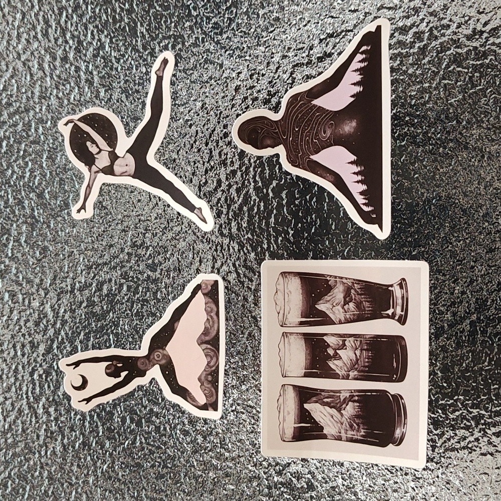 Stickers - Black & White Nature Pack - Set of 4 - Bag #7 - NWOT